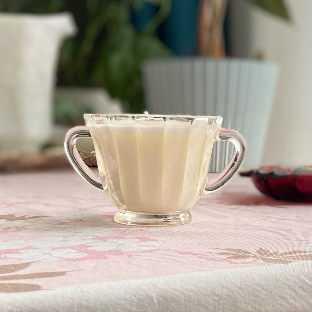 Vintage Imperial Pillar Flute Sugar Bowl Soy Candle  White Tea